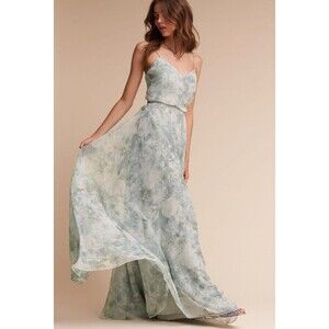 BHLDN Jenny Yoo Inesse Morning Mist Multi Green Bridesmaid Dress Gown Sz 24 NWT